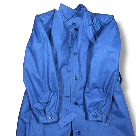 VTG 70s London fog By Wamsutta Blue Trench Coat Size 12 Retro Winter Preppy - Picture 11 of 13